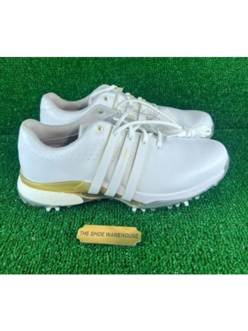 Men's Adidas Tour360 24 Boost White Gold Golf Spikes Shoes IE3367 Size 9